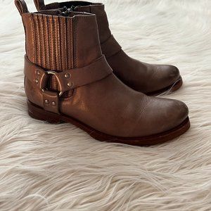 Frye Taupe Leather Short Harness Boots - Size 8